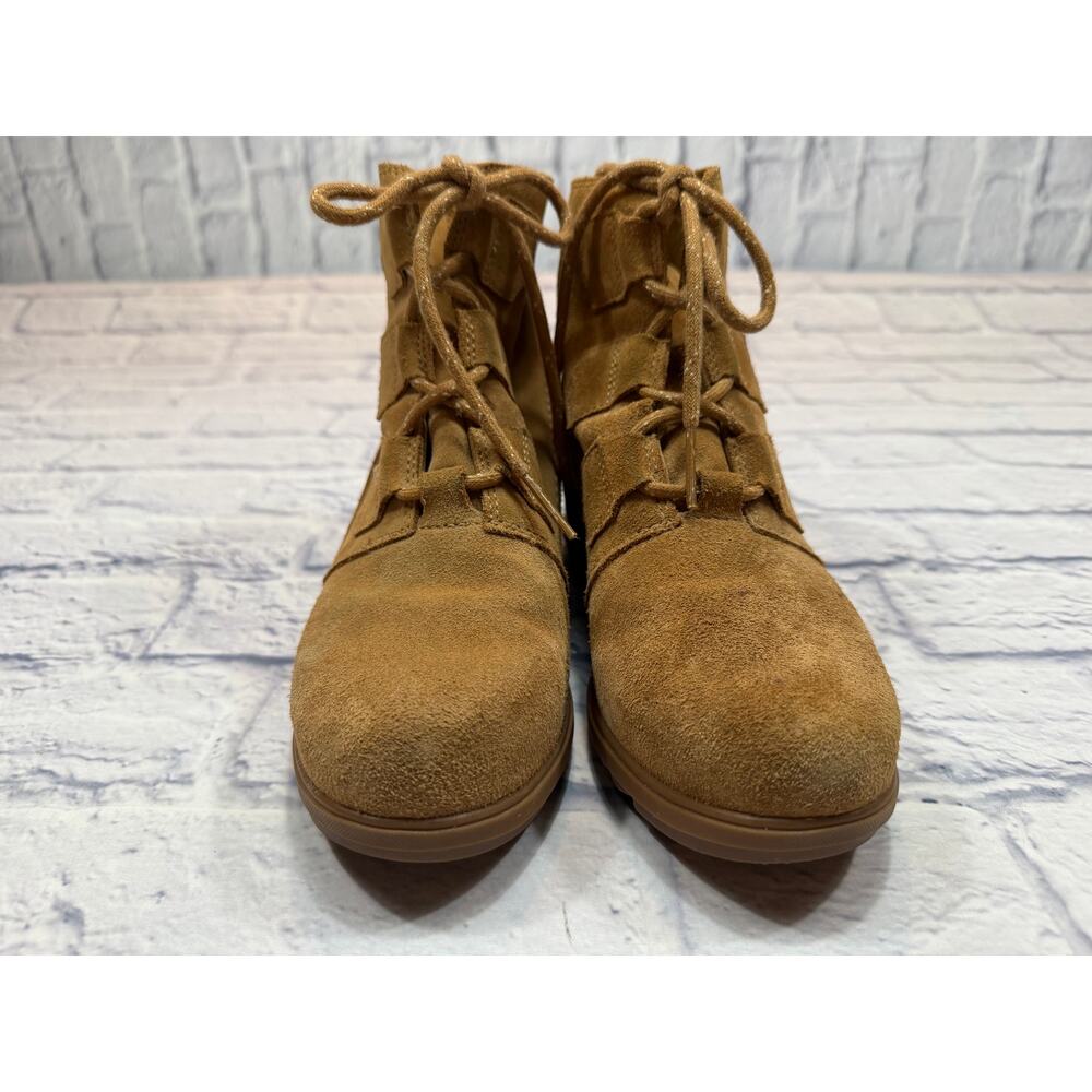 Sorel Women's Cognac Suede Lace-Up Wedge Winter Boots - Picture 4 of 10